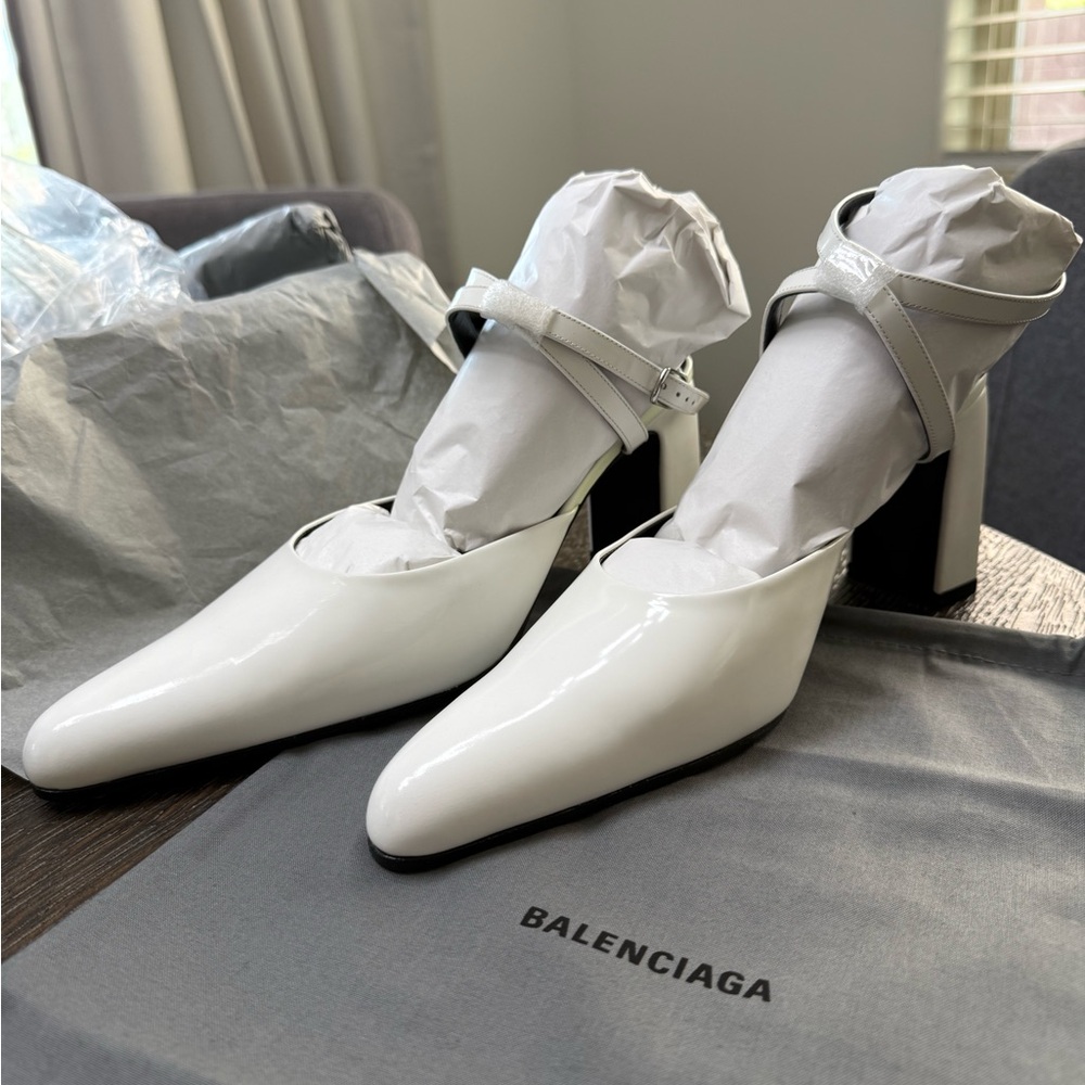 Balenciaga Glossy White Heels